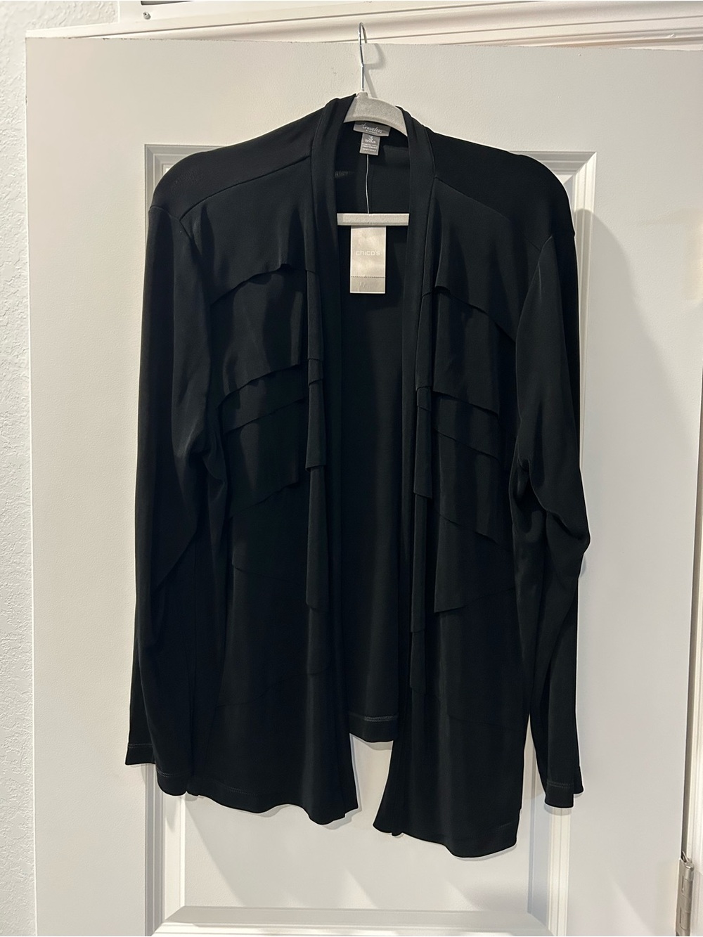 Chico's Black Layered Open Front Cardigan Jacket